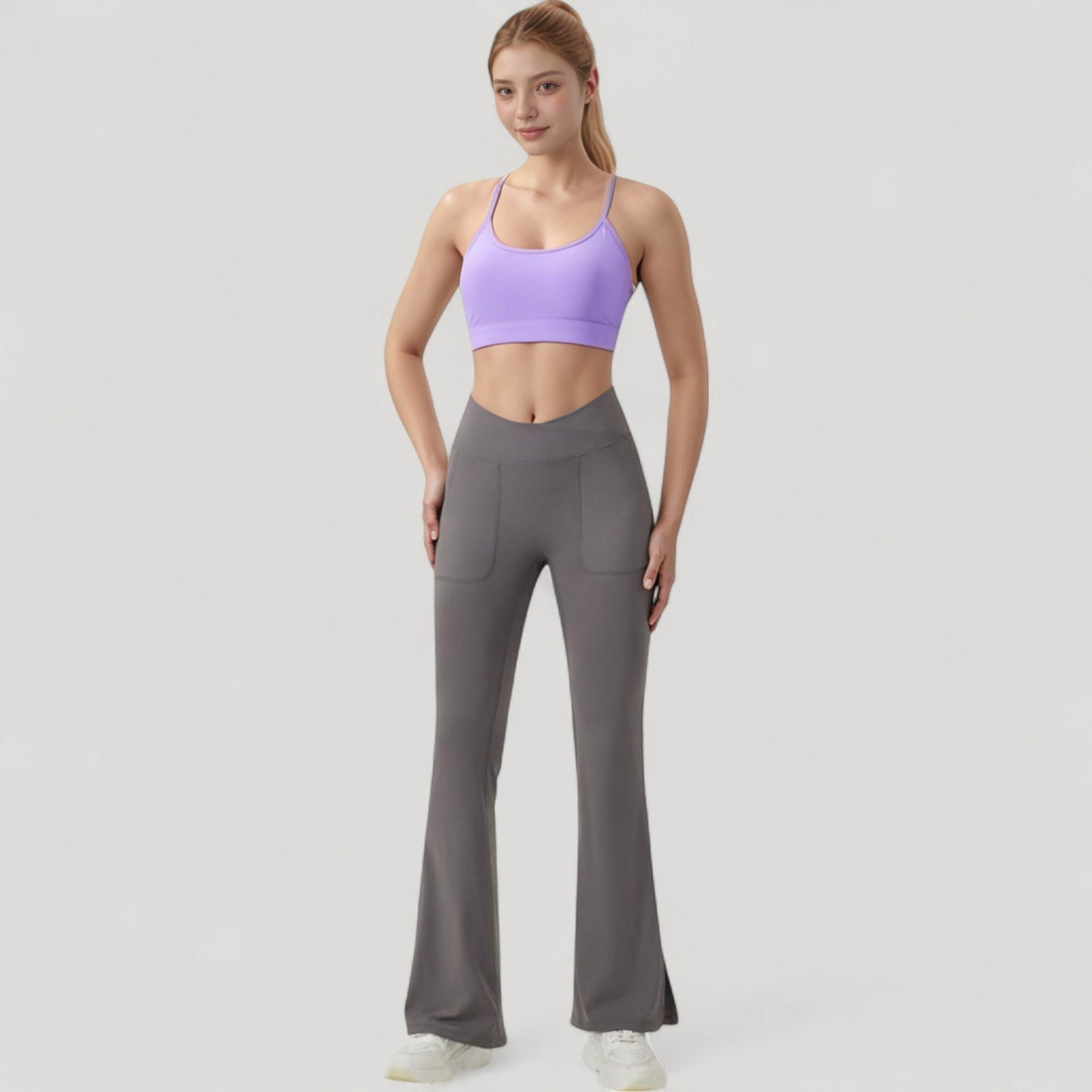 Anna-Kaci Active Women's Scoop Neck Sports Bra with Thin Straps Smooth Stretch Fabric Removable Pads Low Impact Support