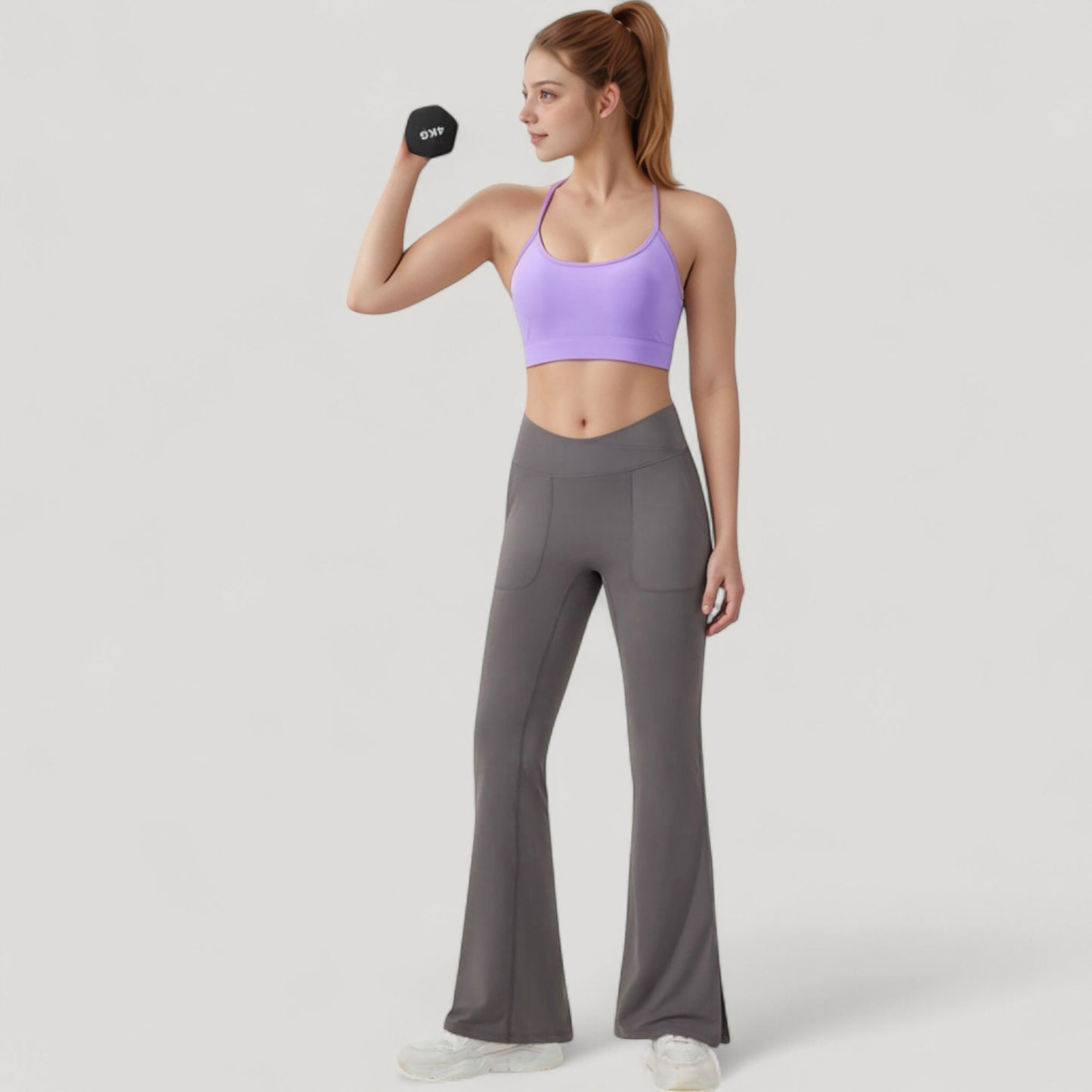 Anna-Kaci Active Women's Scoop Neck Sports Bra with Thin Straps Smooth Stretch Fabric Removable Pads Low Impact Support