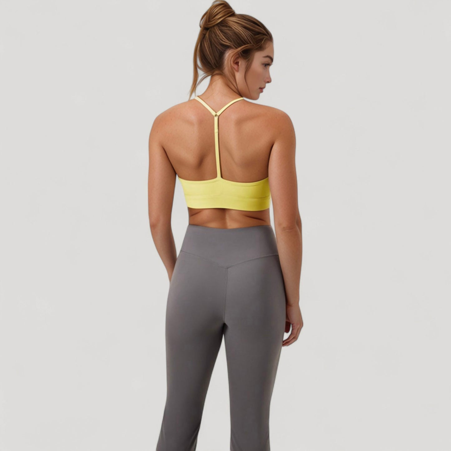 Anna-Kaci Active Women's Scoop Neck Sports Bra with Thin Straps Smooth Stretch Fabric Removable Pads Low Impact Support