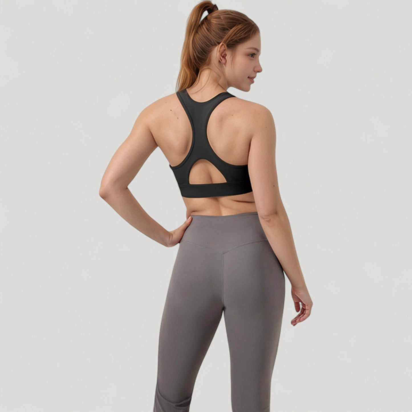 Anna-Kaci Active Women's Crossover V-Neck Sports Bra with Wide Straps and Stretch Support Band