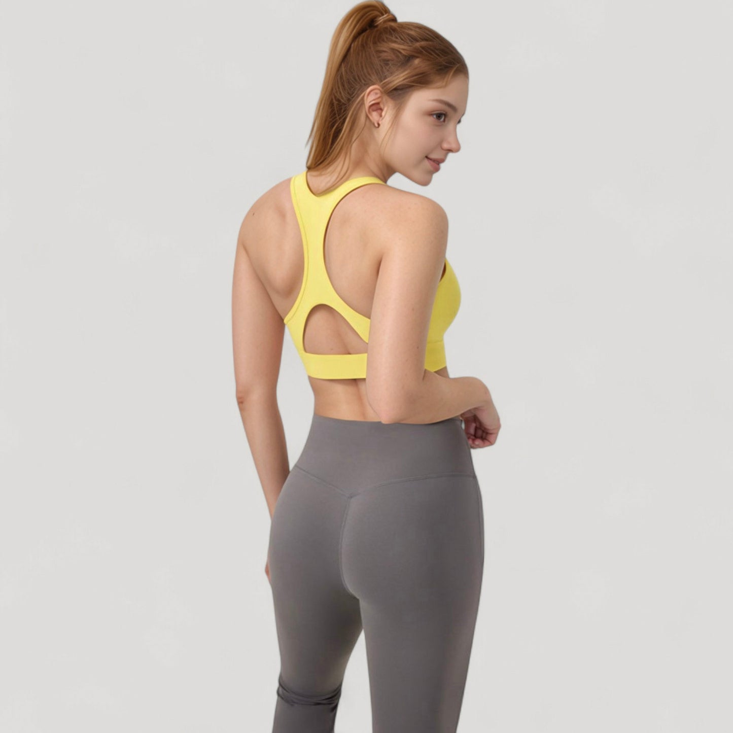 Anna-Kaci Active Women's Crossover V-Neck Sports Bra with Wide Straps and Stretch Support Band