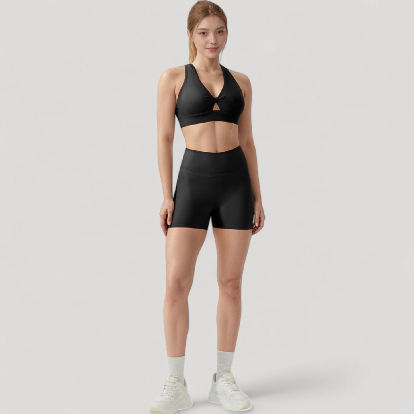 Anna-Kaci Active Women's Twist Front Sports Bra with Keyhole Cutout and Wide Shoulder Straps