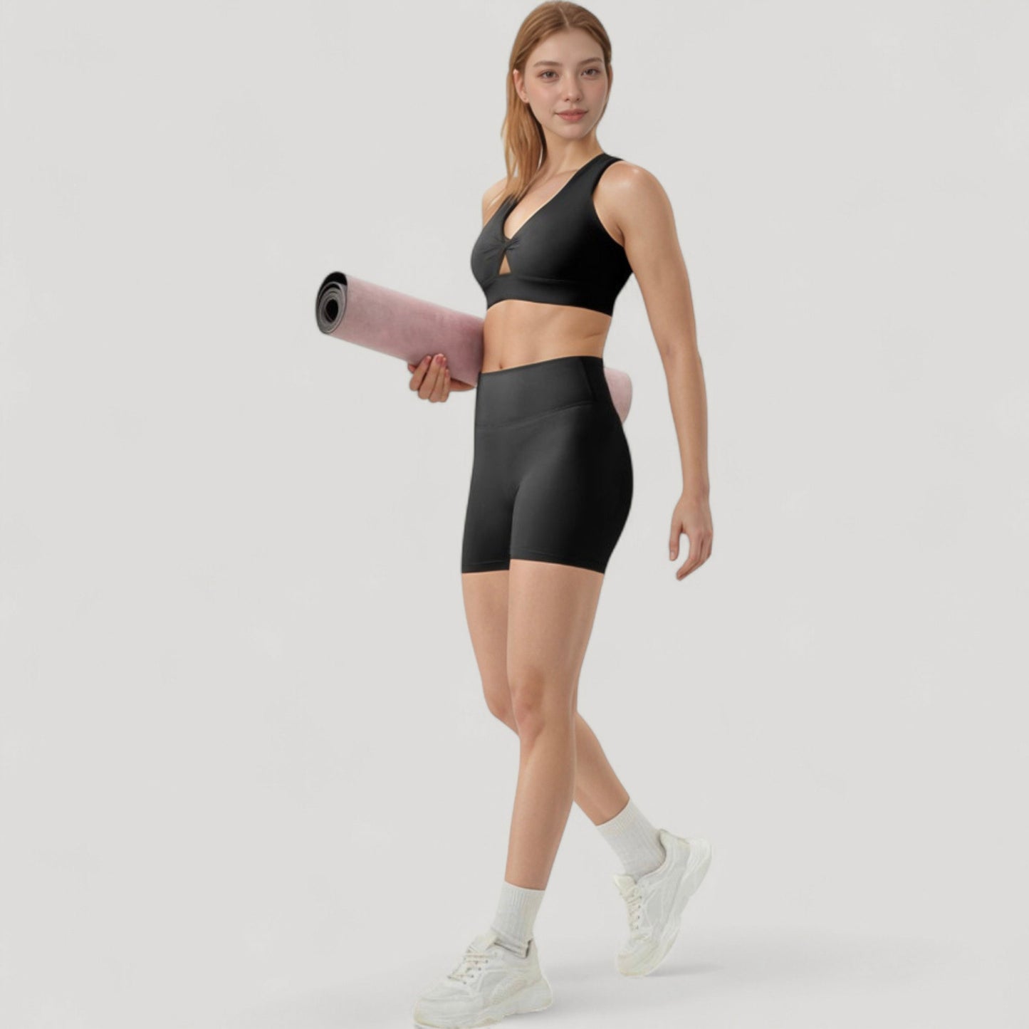 Anna-Kaci Active Women's Twist Front Sports Bra with Keyhole Cutout and Wide Shoulder Straps
