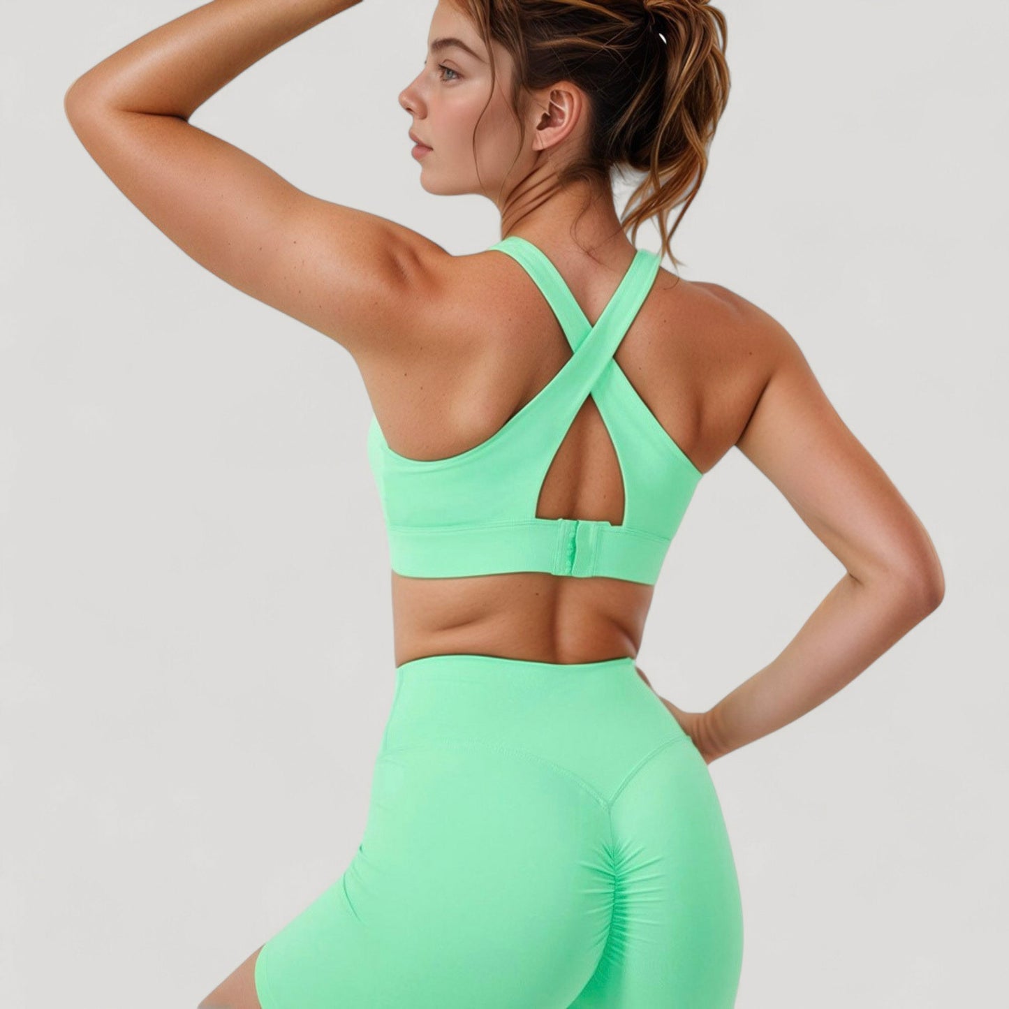 Anna-Kaci Active Women's Twist Front Sports Bra with Keyhole Cutout and Wide Shoulder Straps
