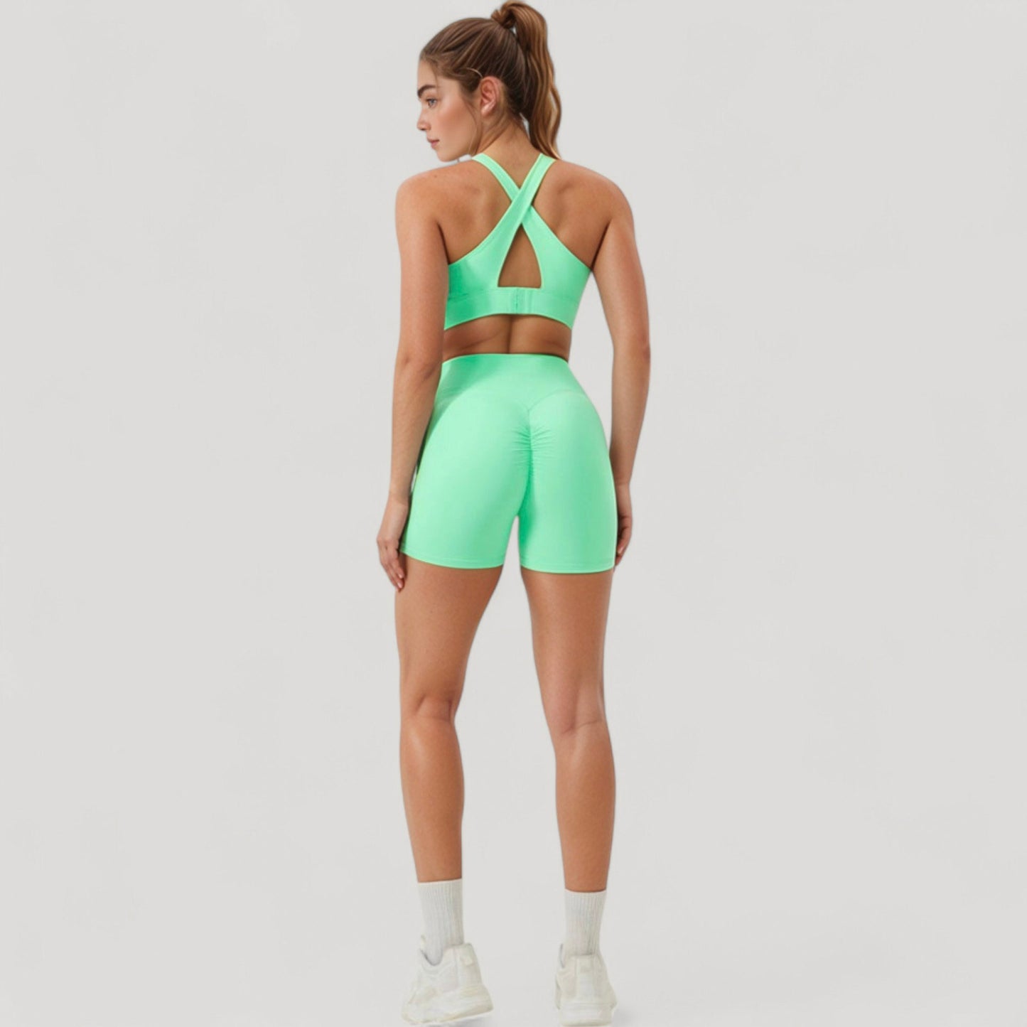 Anna-Kaci Active Women's Twist Front Sports Bra with Keyhole Cutout and Wide Shoulder Straps