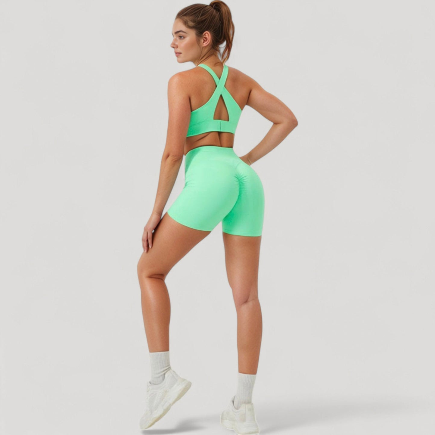 Anna-Kaci Active Women's Twist Front Sports Bra with Keyhole Cutout and Wide Shoulder Straps
