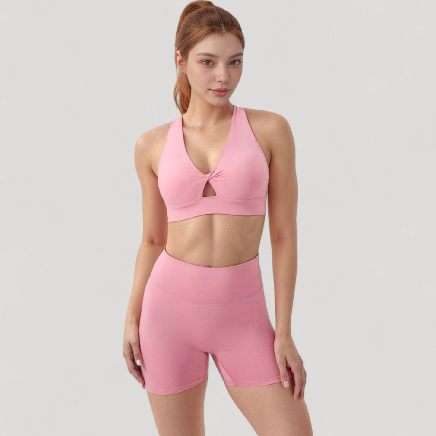 Anna-Kaci Active Women's Twist Front Sports Bra with Keyhole Cutout and Wide Shoulder Straps