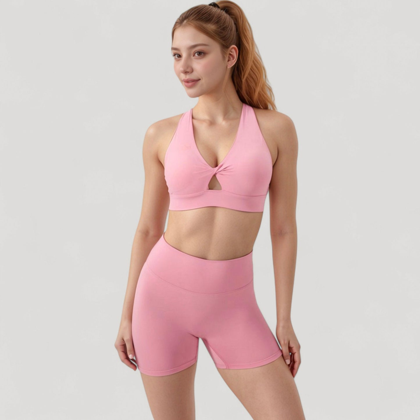 Anna-Kaci Active Women's Twist Front Sports Bra with Keyhole Cutout and Wide Shoulder Straps