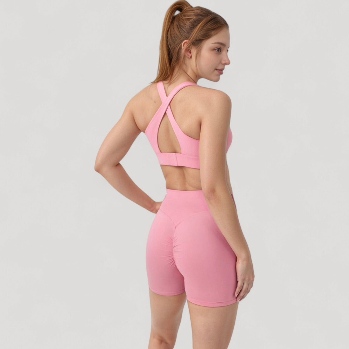 Anna-Kaci Active Women's Twist Front Sports Bra with Keyhole Cutout and Wide Shoulder Straps