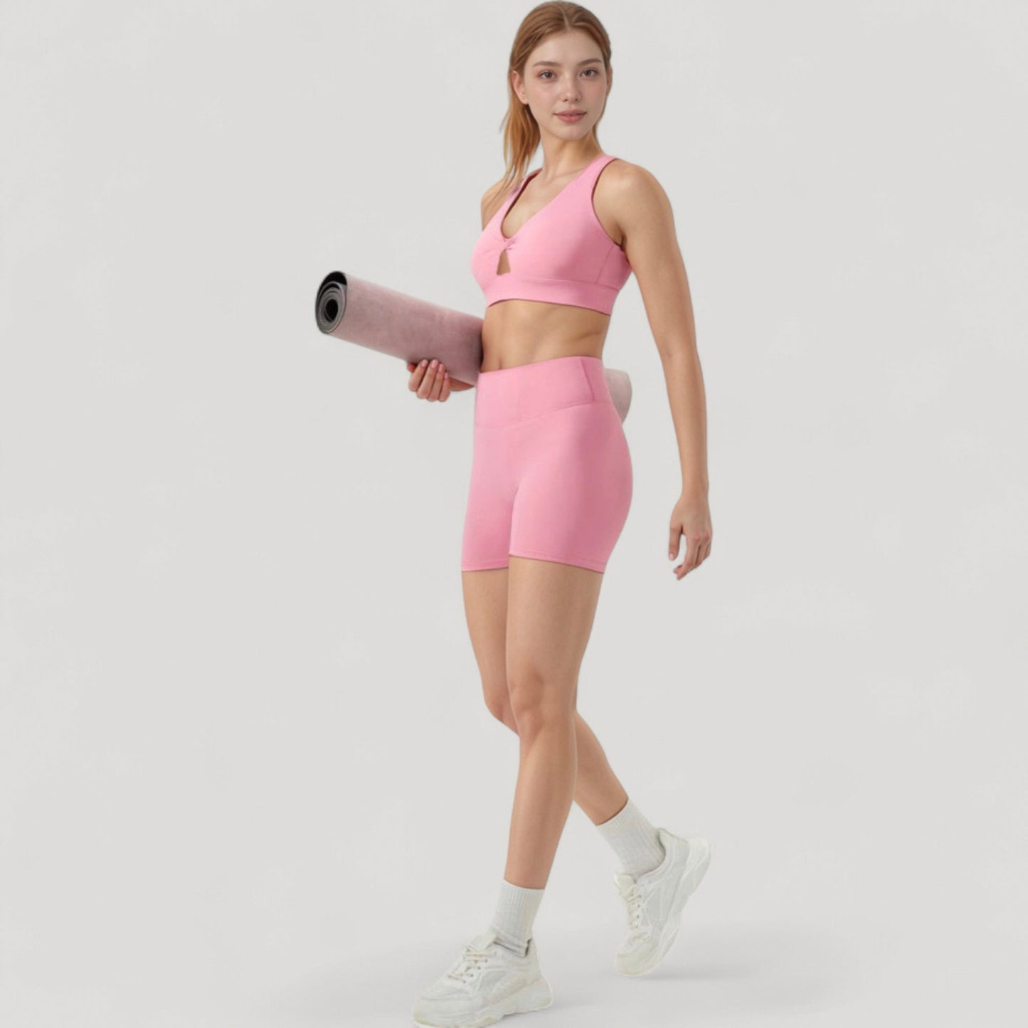 Anna-Kaci Active Women's Twist Front Sports Bra with Keyhole Cutout and Wide Shoulder Straps