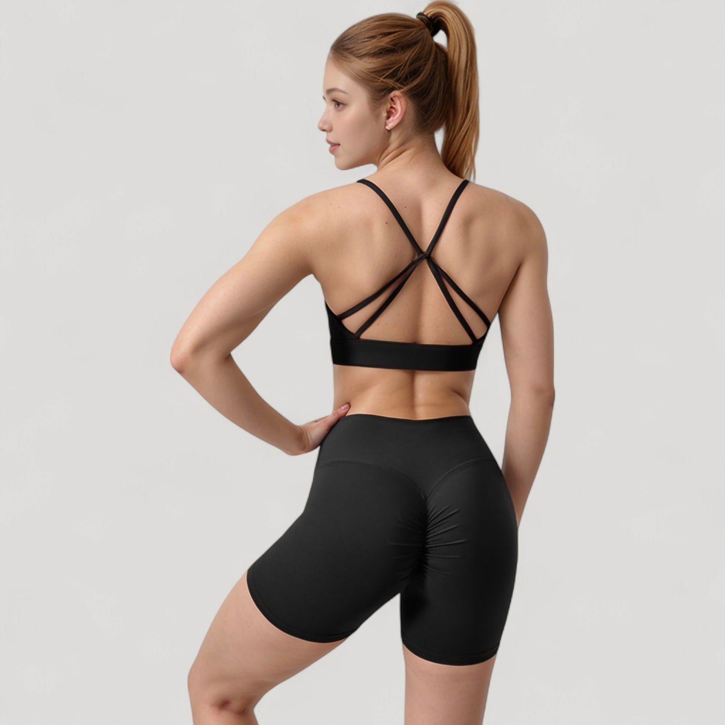 Anna-Kaci Active Women's Scoop Neck Sports Bra with Adjustable Spaghetti Straps Removable Padding Stretch Fabric for Low Impact Activity
