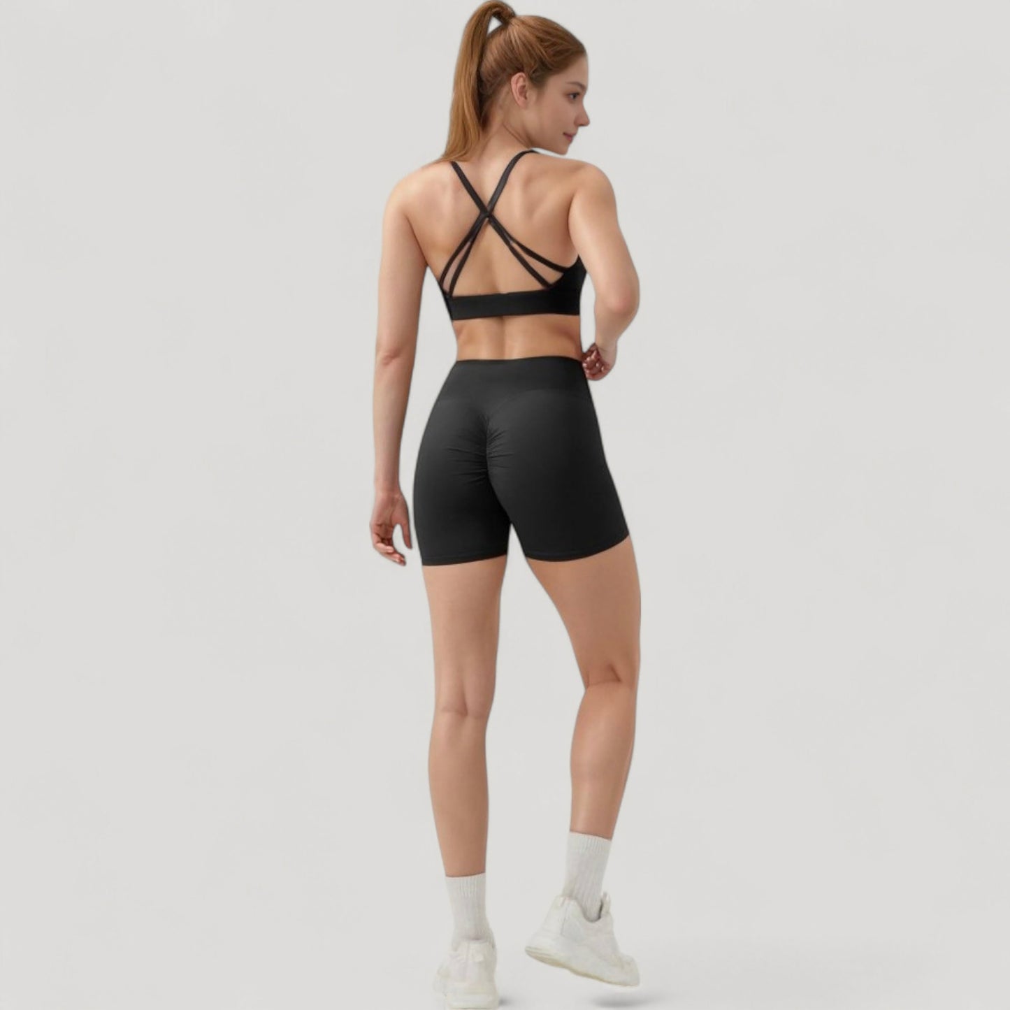 Anna-Kaci Active Women's Scoop Neck Sports Bra with Adjustable Spaghetti Straps Removable Padding Stretch Fabric for Low Impact Activity