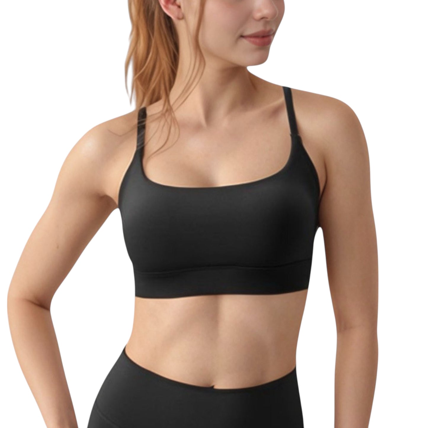 Anna-Kaci Active Women's Scoop Neck Sports Bra with Adjustable Spaghetti Straps Removable Padding Stretch Fabric for Low Impact Activity