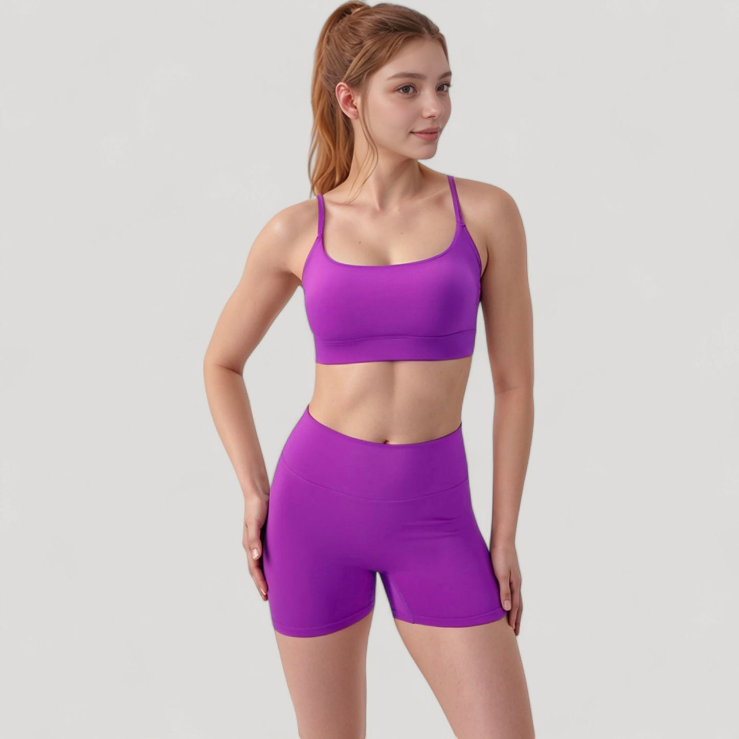 Anna-Kaci Active Women's Scoop Neck Sports Bra with Adjustable Spaghetti Straps Removable Padding Stretch Fabric for Low Impact Activity