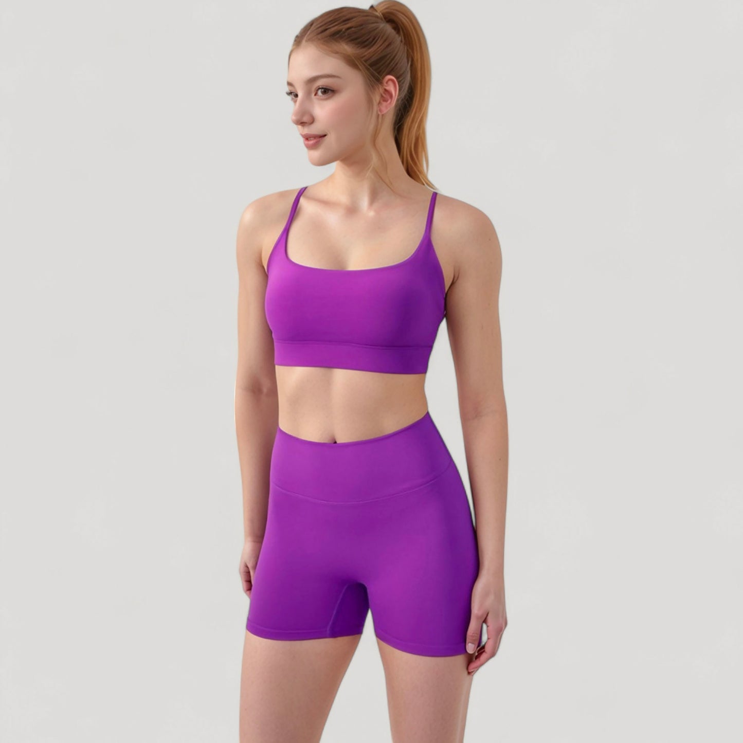 Anna-Kaci Active Women's Scoop Neck Sports Bra with Adjustable Spaghetti Straps Removable Padding Stretch Fabric for Low Impact Activity