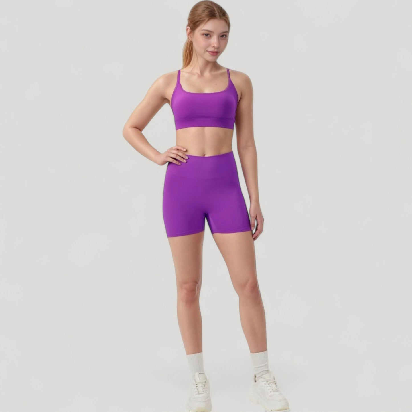 Anna-Kaci Active Women's Scoop Neck Sports Bra with Adjustable Spaghetti Straps Removable Padding Stretch Fabric for Low Impact Activity