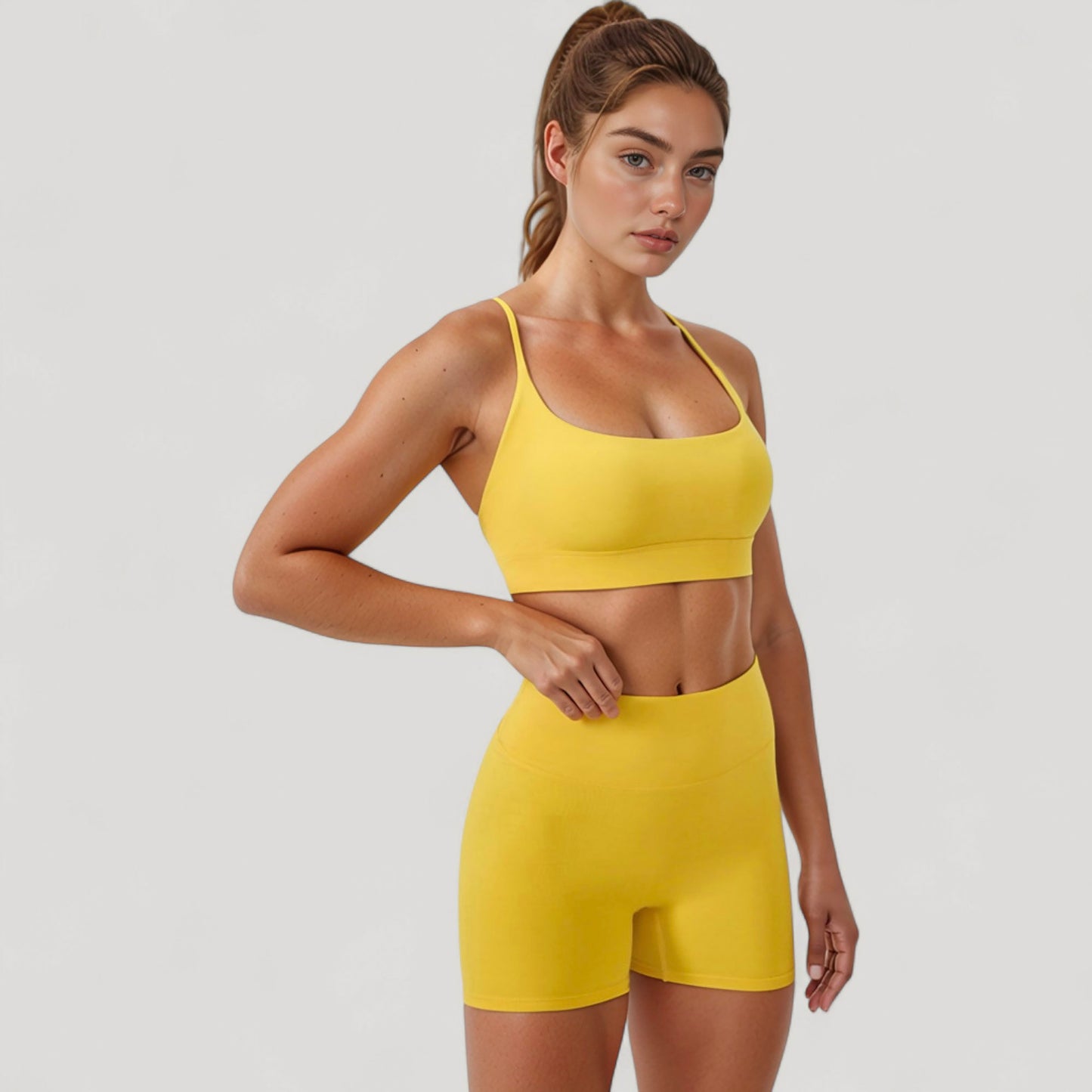 Anna-Kaci Active Women's Scoop Neck Sports Bra with Adjustable Spaghetti Straps Removable Padding Stretch Fabric for Low Impact Activity