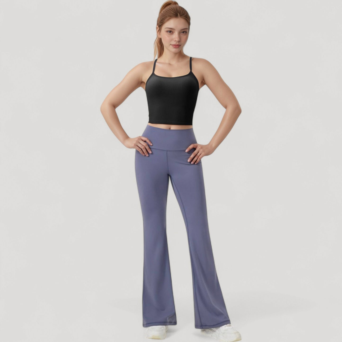 Anna-Kaci Active Women's Ribbed Cropped Tank with Strappy Back and Stretch Fit for Lightweight Layering
