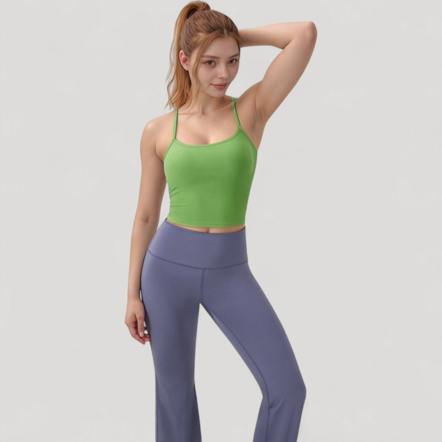 Anna-Kaci Active Women's Ribbed Cropped Tank with Strappy Back and Stretch Fit for Lightweight Layering