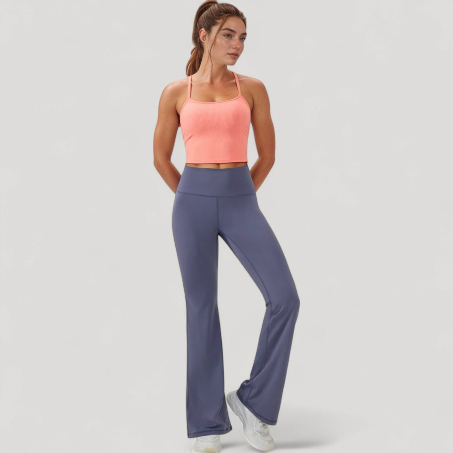 Anna-Kaci Active Women's Ribbed Cropped Tank with Strappy Back and Stretch Fit for Lightweight Layering