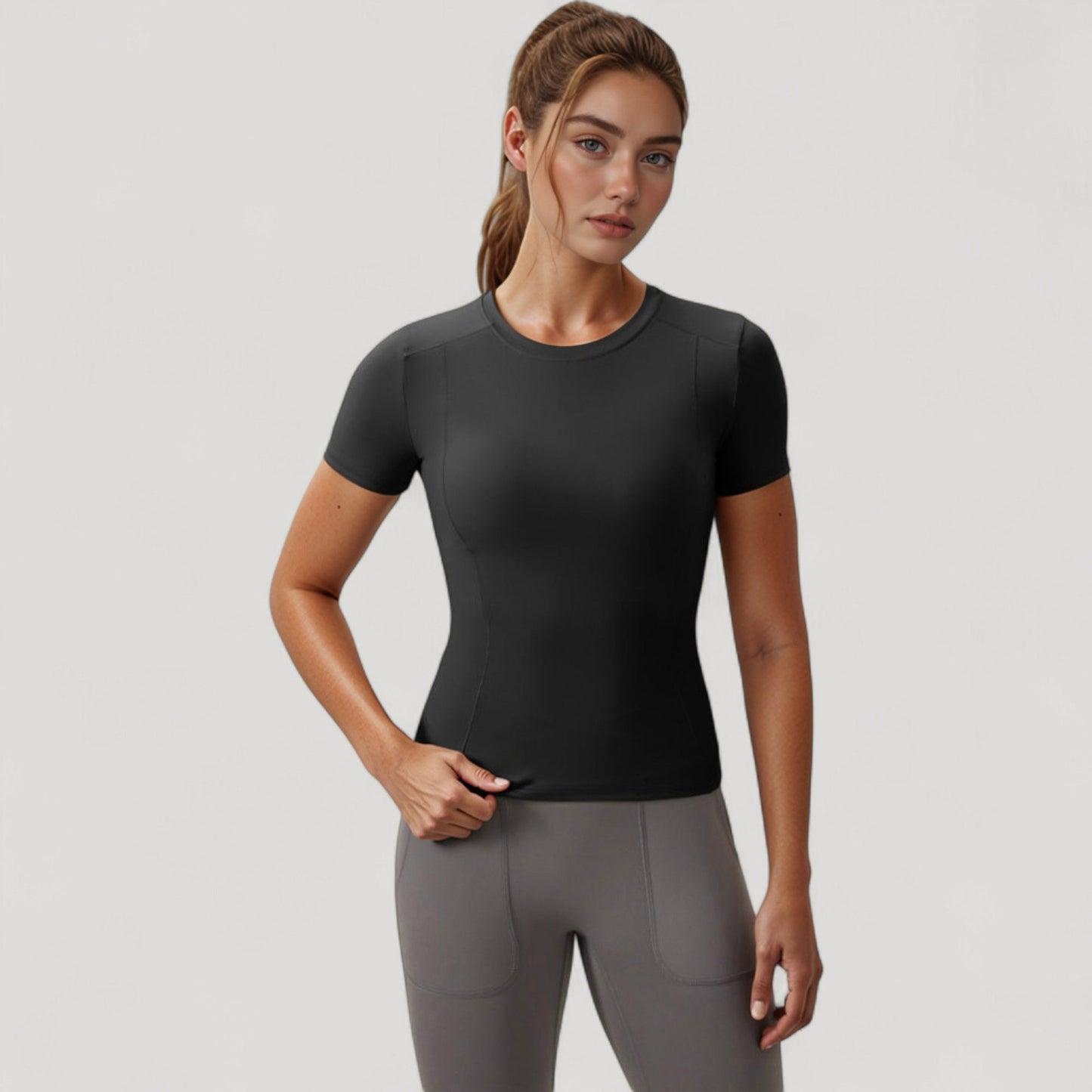 Anna-Kaci Women's Short Sleeve Performance Tee with Crew Neck and Slim Fit Stretch Fabric