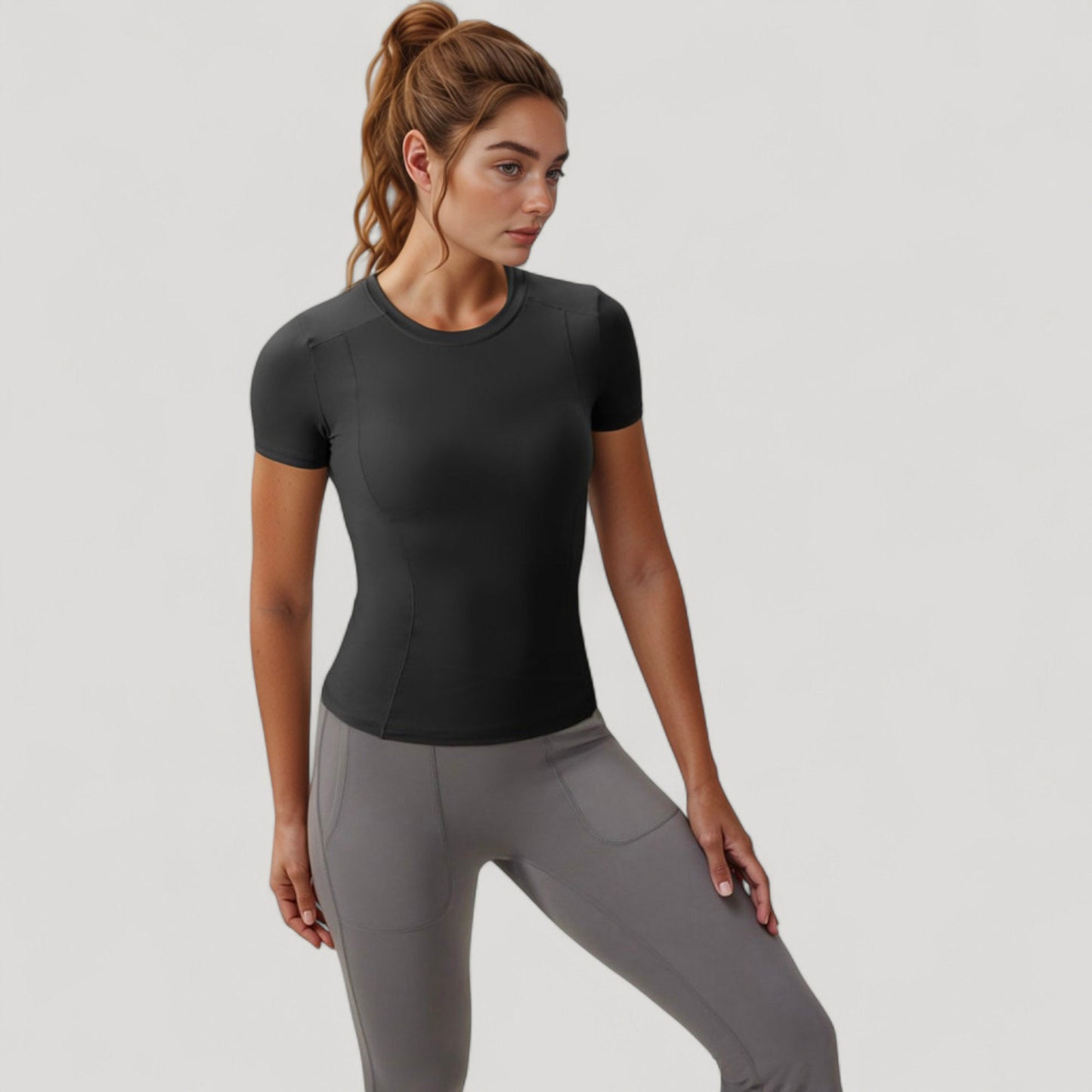 Anna-Kaci Women's Short Sleeve Performance Tee with Crew Neck and Slim Fit Stretch Fabric