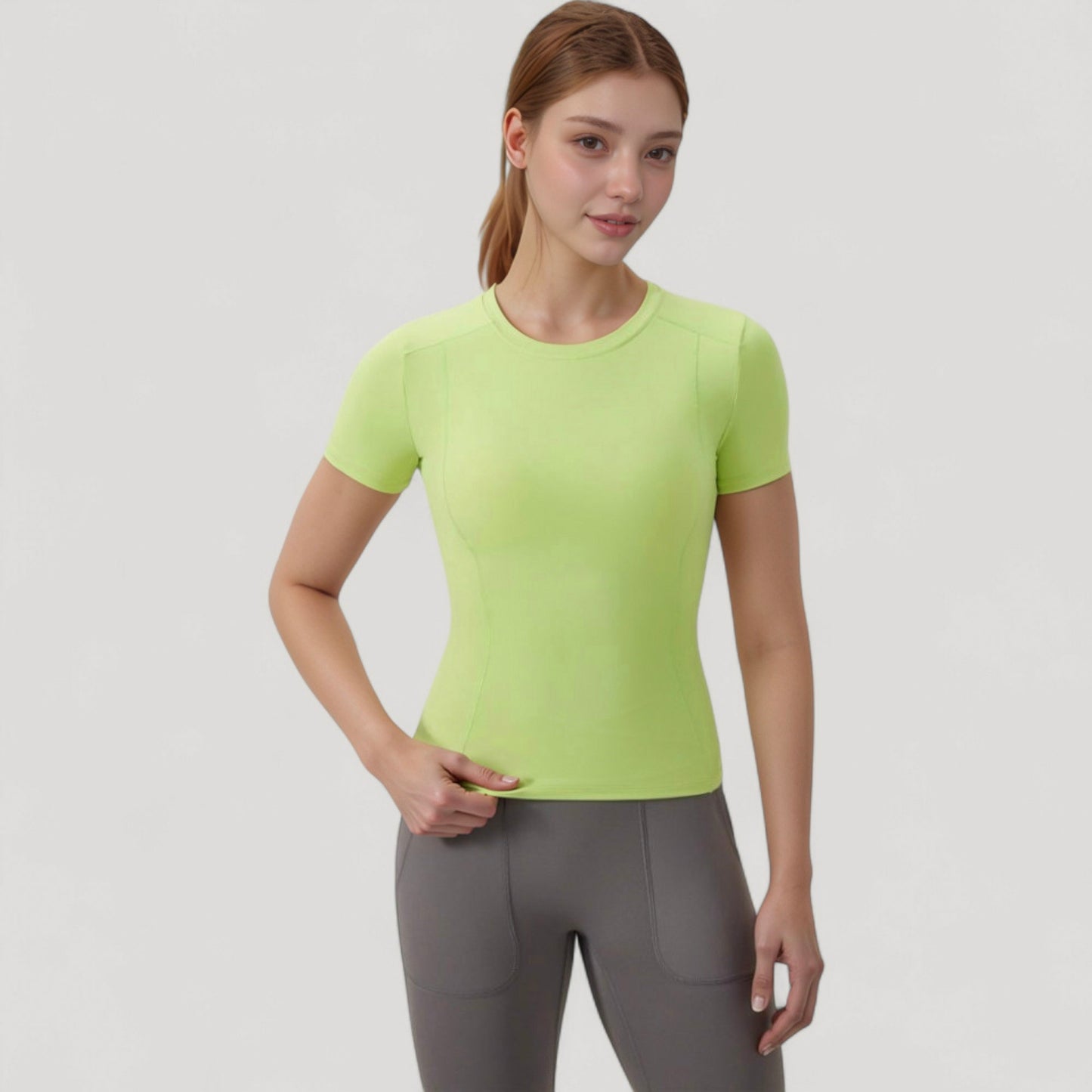 Anna-Kaci Women's Short Sleeve Performance Tee with Crew Neck and Slim Fit Stretch Fabric