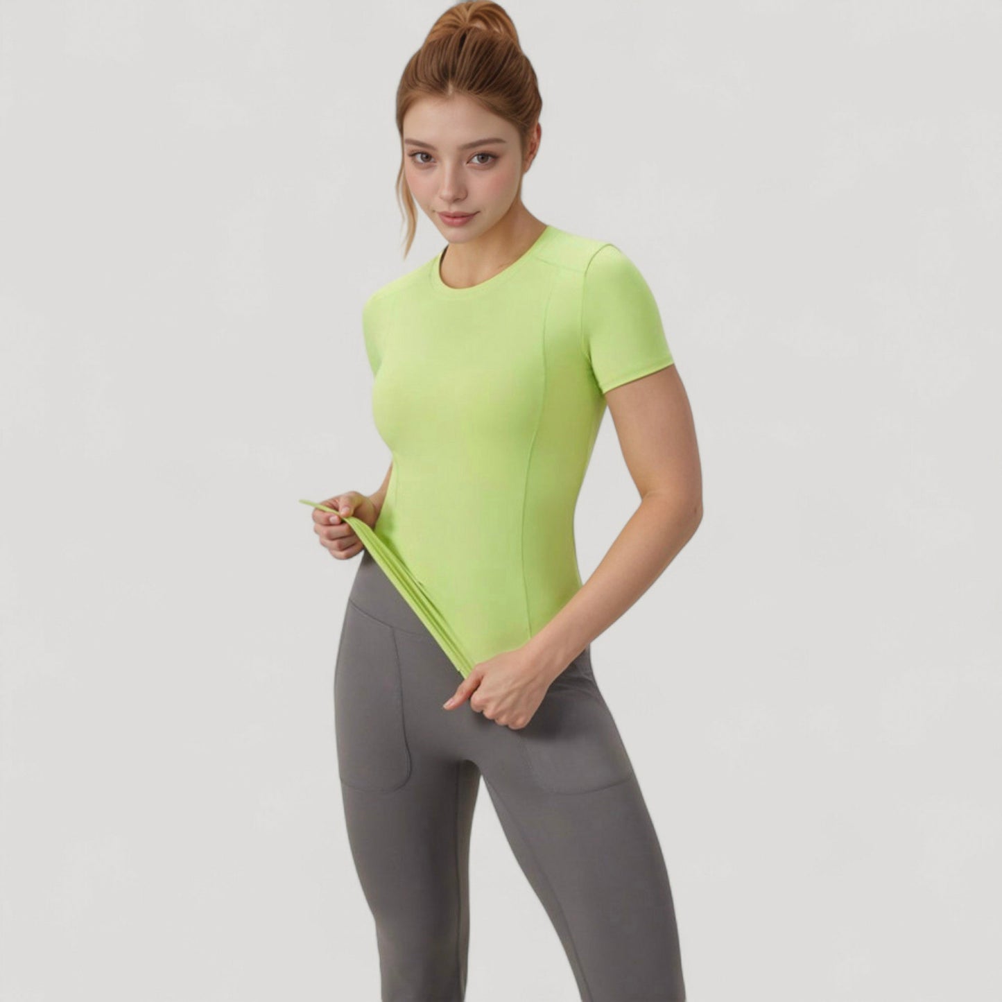 Anna-Kaci Women's Short Sleeve Performance Tee with Crew Neck and Slim Fit Stretch Fabric