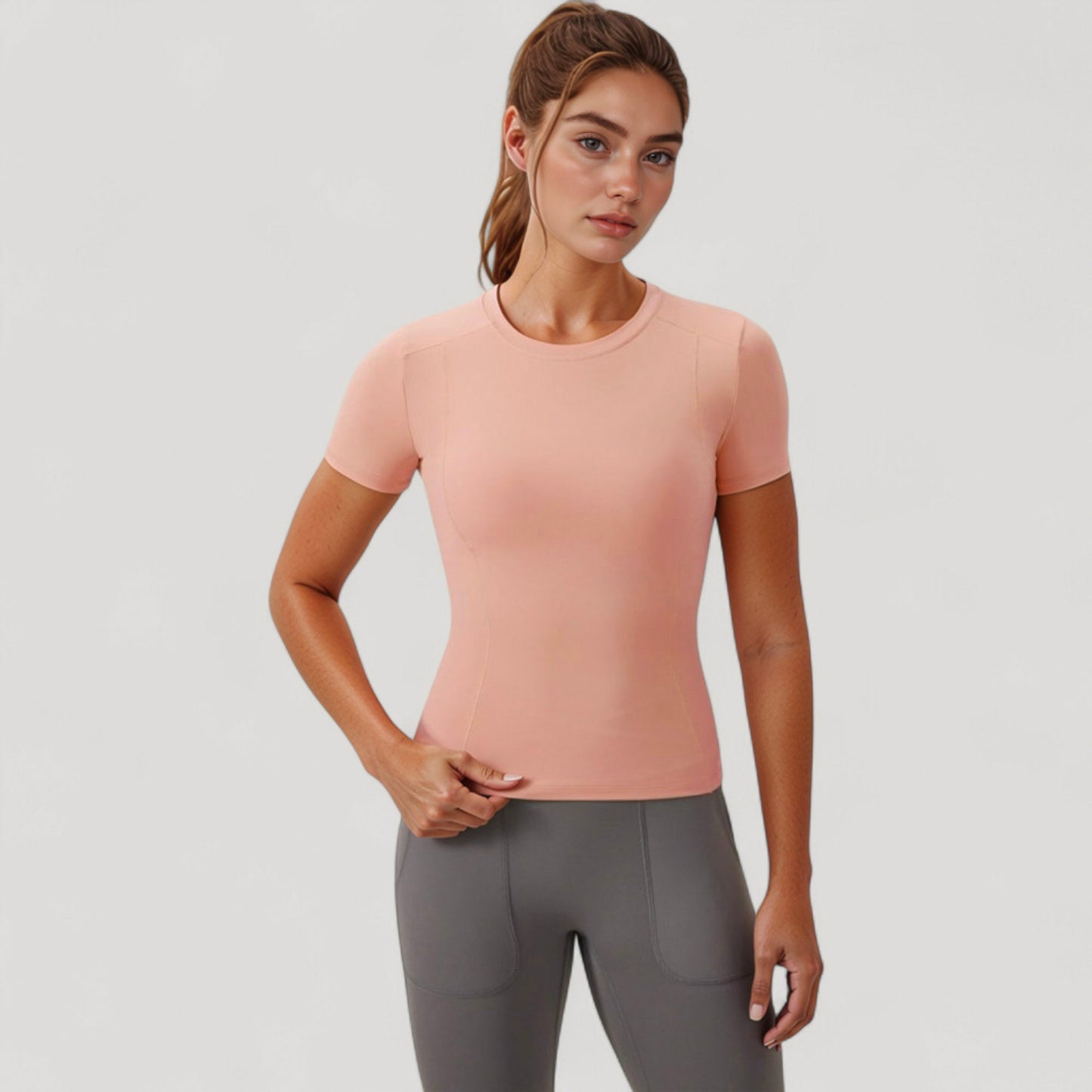 Anna-Kaci Women's Short Sleeve Performance Tee with Crew Neck and Slim Fit Stretch Fabric