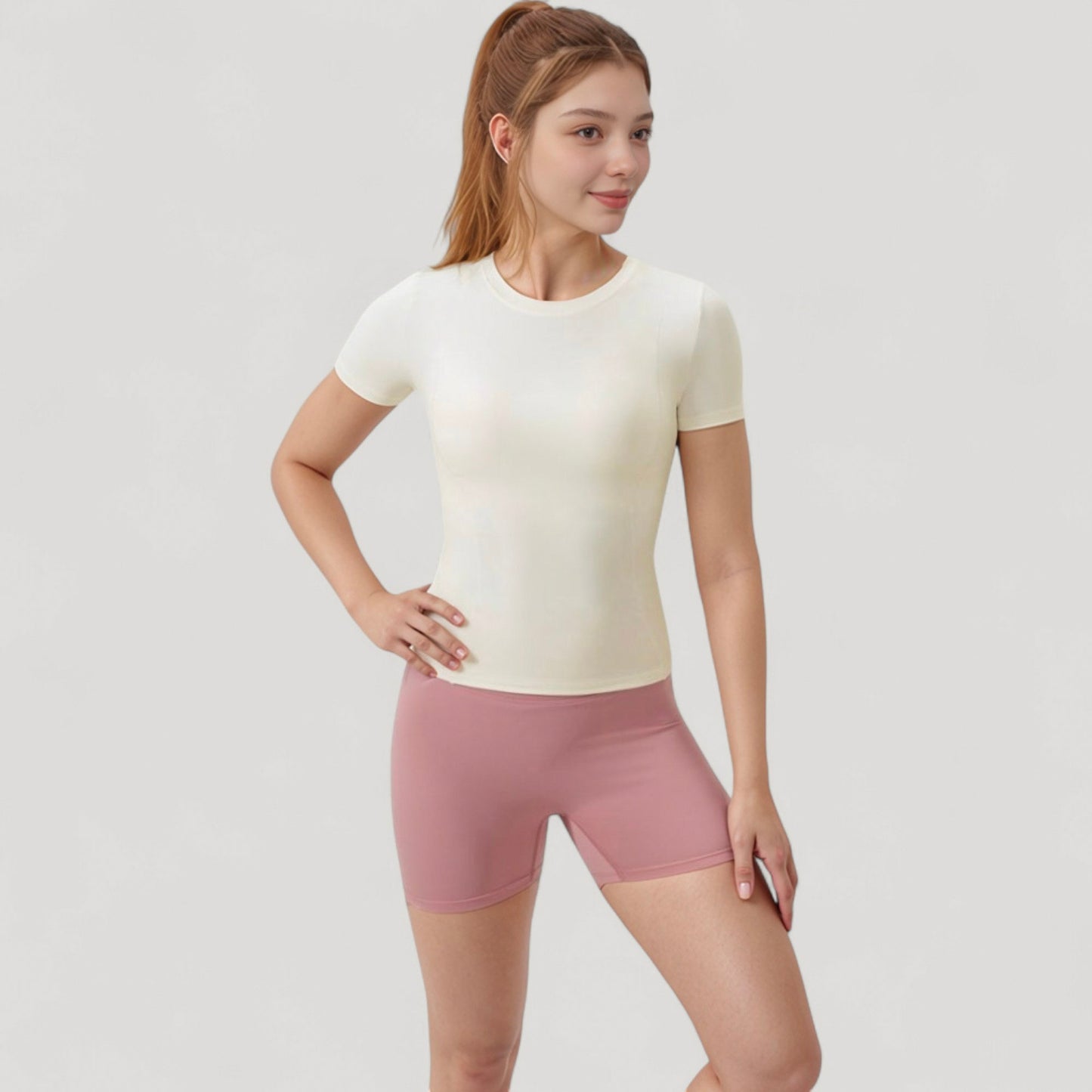 Anna-Kaci Women's Short Sleeve Performance Tee with Crew Neck and Slim Fit Stretch Fabric
