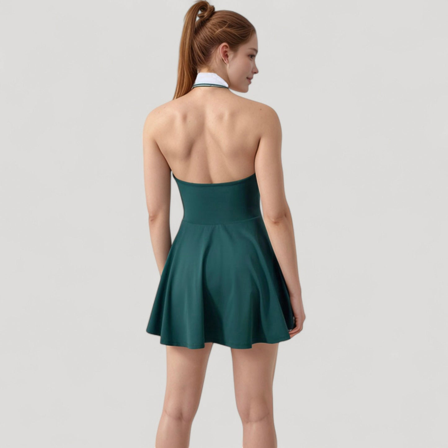 Anna-Kaci Active Women's Sleeveless Tennis Dress with Contrast Polo Collar and Flared Skirt Design