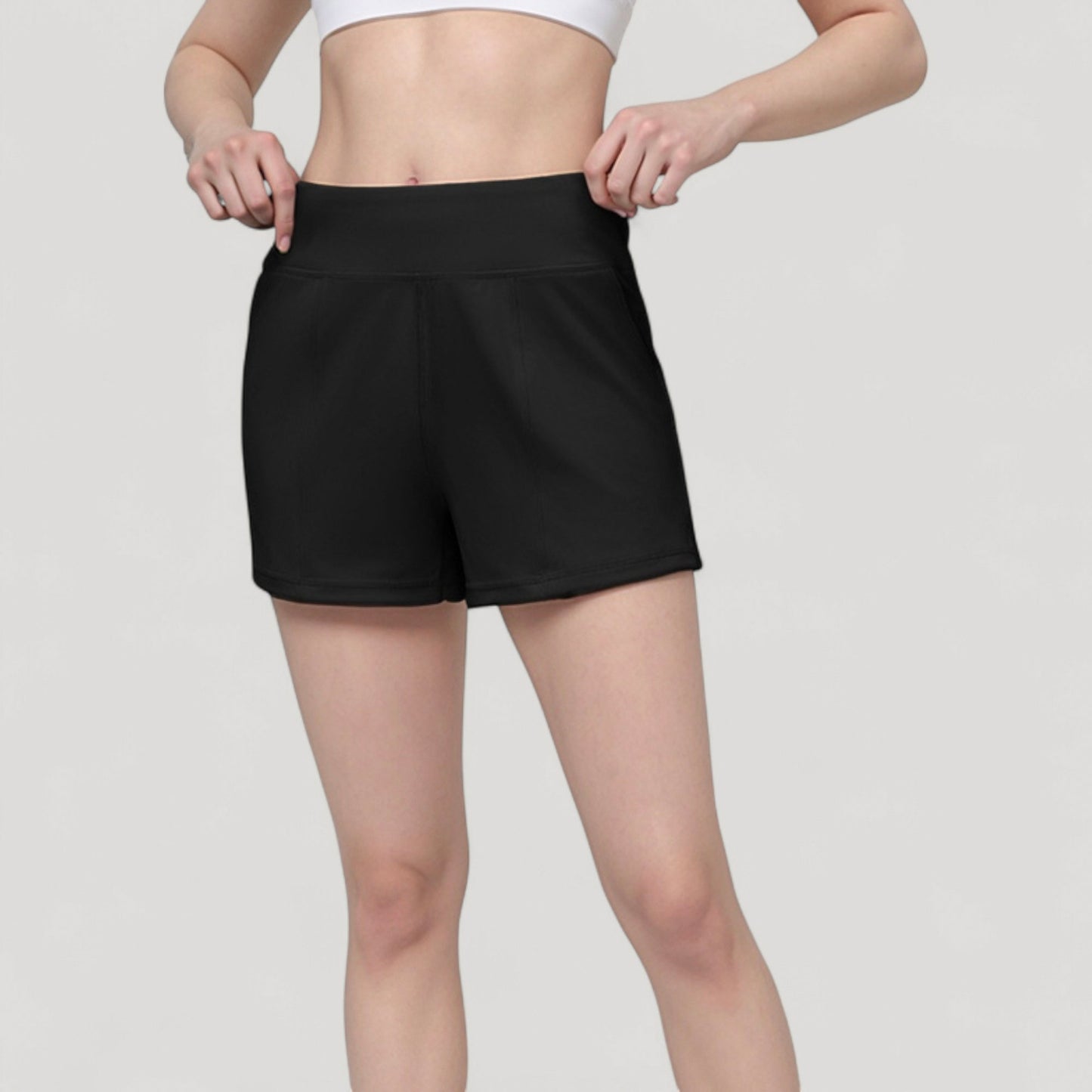 Anna-Kaci Active Women's High Waist Performance Shorts with Wide Waistband and Side Pockets for Active Comfort