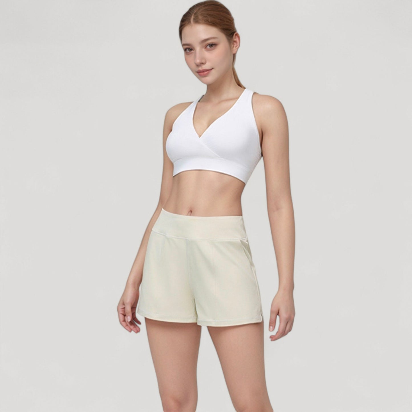 Anna-Kaci Active Women's High Waist Performance Shorts with Wide Waistband and Side Pockets for Active Comfort