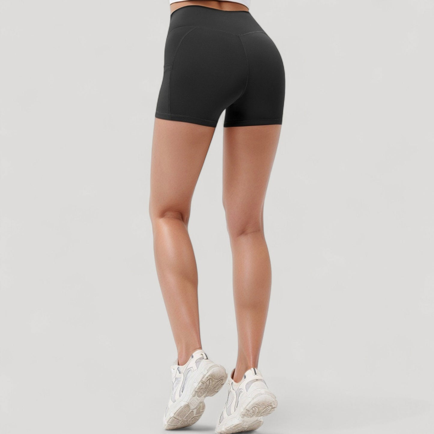 Anna-Kaci Active Women's High Waist Workout Shorts with Side Pockets and Seam-Contoured Fit for Flexible Movement