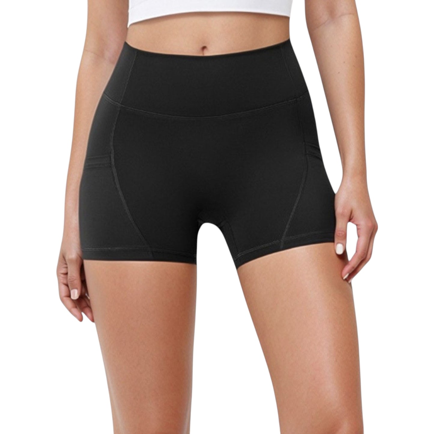 Anna-Kaci Active Women's High Waist Workout Shorts with Side Pockets and Seam-Contoured Fit for Flexible Movement