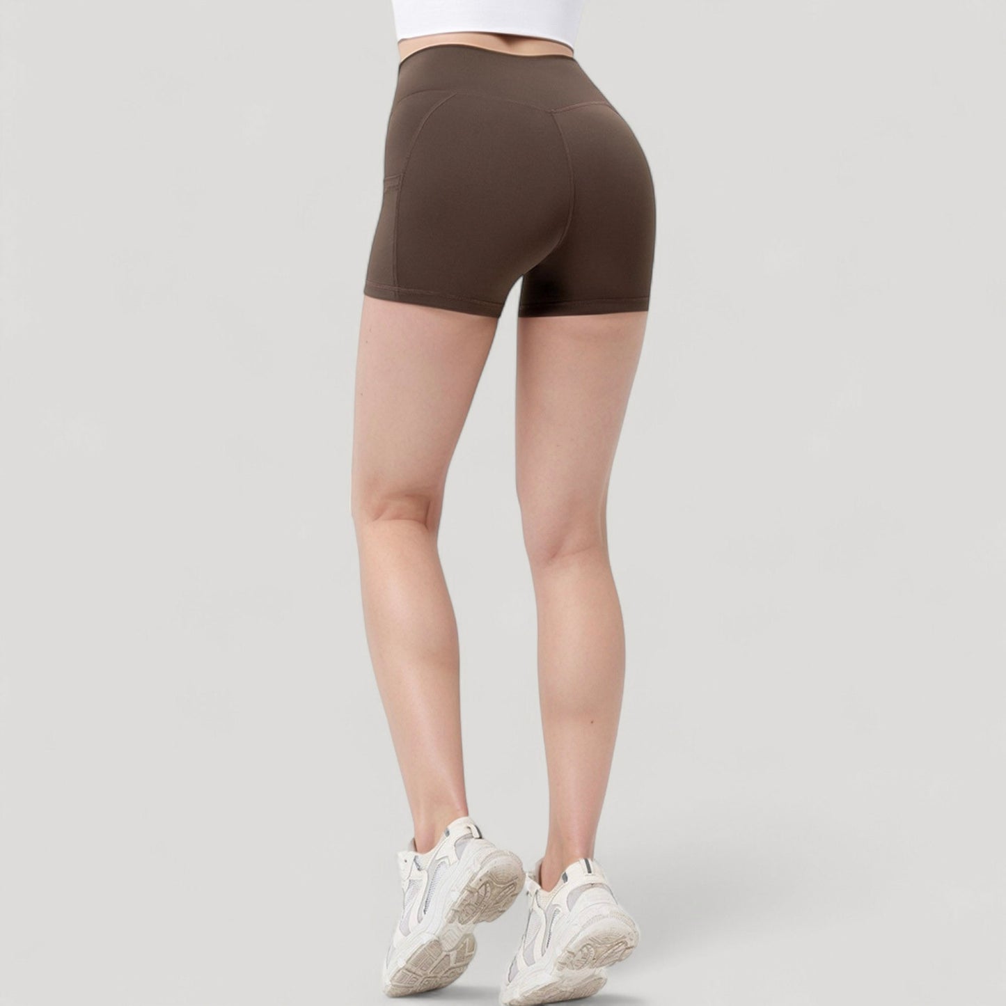 Anna-Kaci Active Women's High Waist Workout Shorts with Side Pockets and Seam-Contoured Fit for Flexible Movement