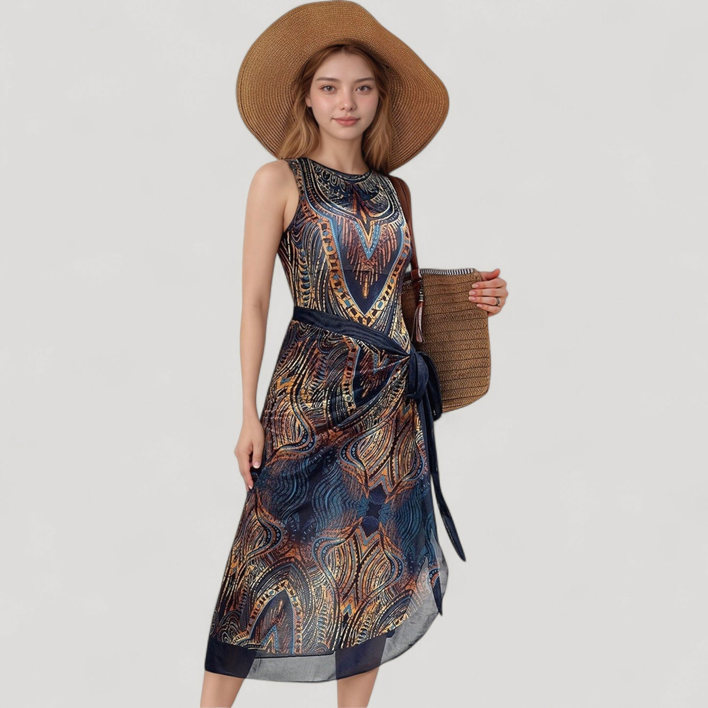 Anna-Kaci Women's Tribal Print One Piece Swimsuit with High Neckline and Sculpting Silhouette