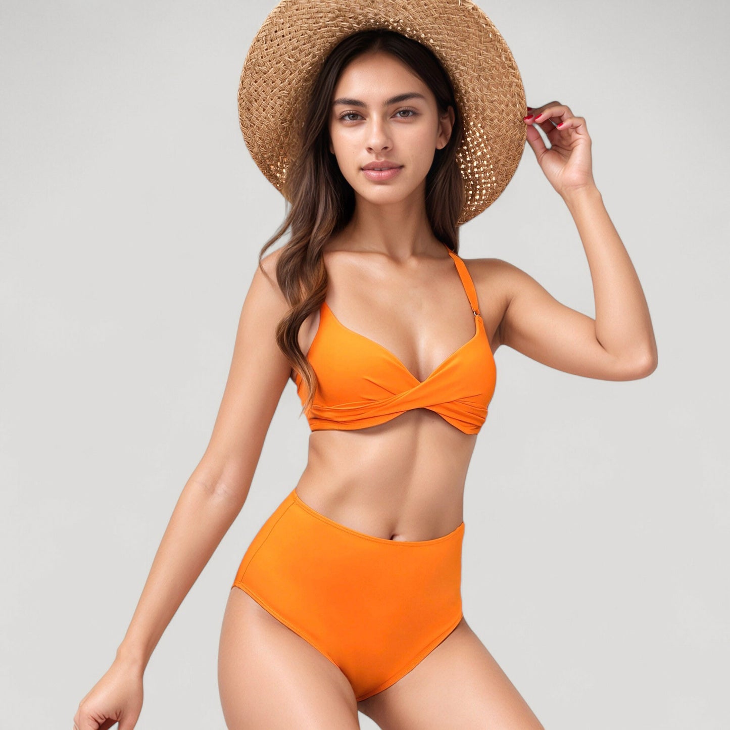 Anna-Kaci Swim Women's Twist Front Bikini Set with High Waist Bottoms and Adjustable Straps for a Flattering and Supportive Fit