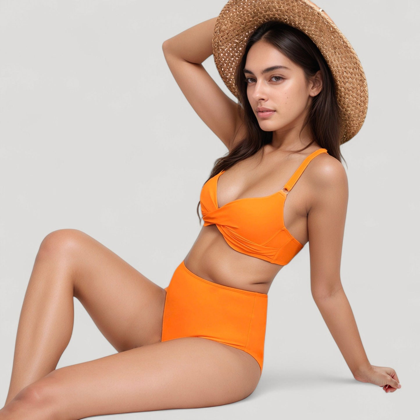Anna-Kaci Swim Women's Twist Front Bikini Set with High Waist Bottoms and Adjustable Straps for a Flattering and Supportive Fit