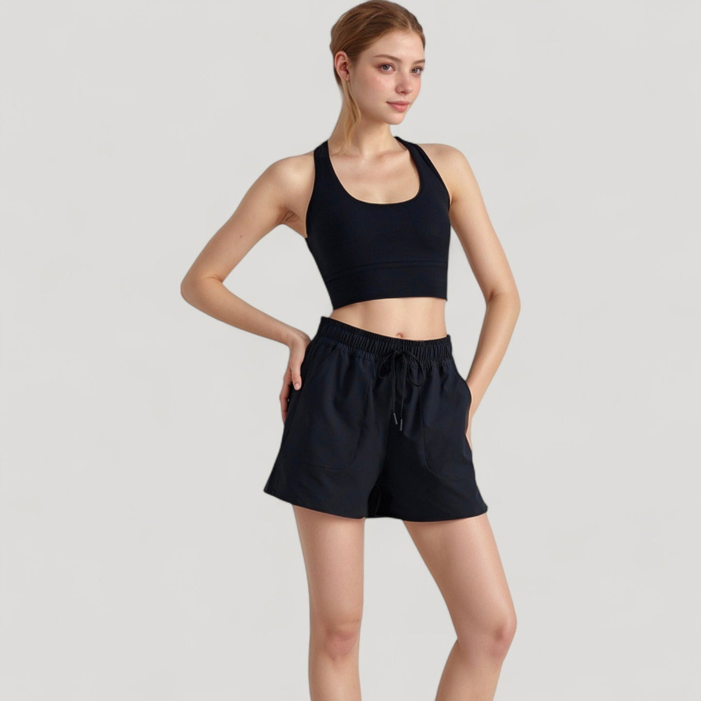 Anna-Kaci Active Women's Scoop Neck Sports Bra Top with Wide Straps and Soft Stretch Fit