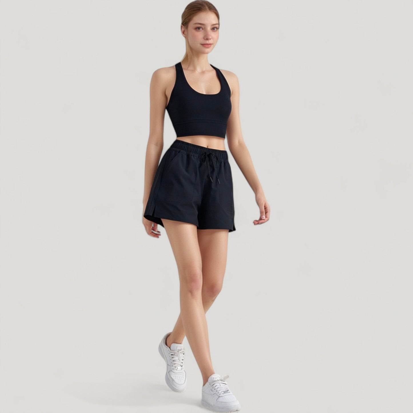 Anna-Kaci Active Women's Scoop Neck Sports Bra Top with Wide Straps and Soft Stretch Fit