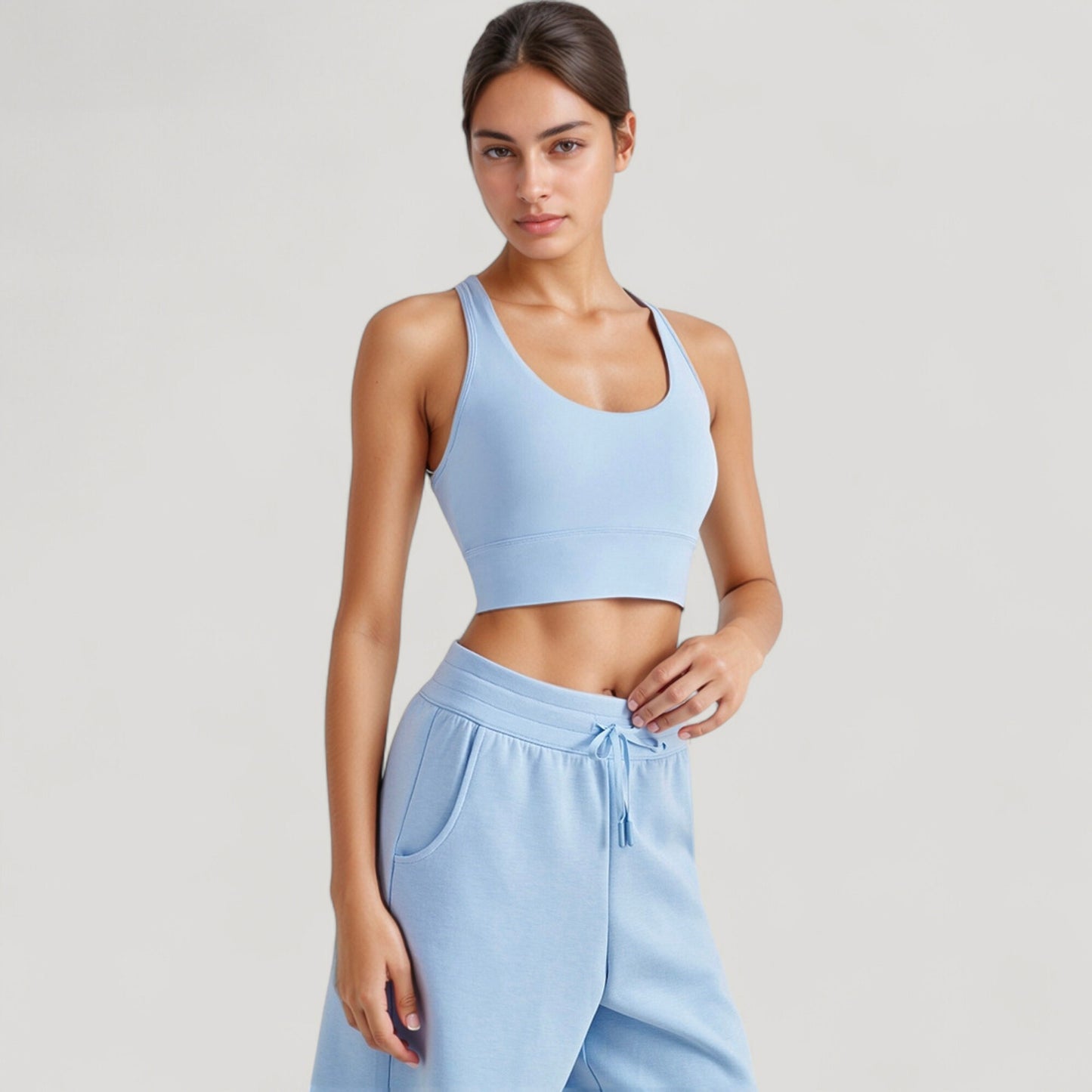 Anna-Kaci Active Women's Scoop Neck Sports Bra Top with Wide Straps and Soft Stretch Fit