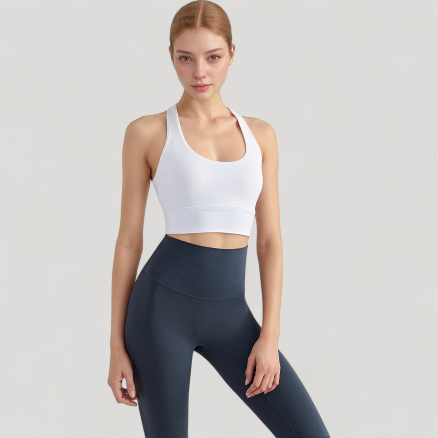 Anna-Kaci Active Women's Scoop Neck Sports Bra Top with Wide Straps and Soft Stretch Fit