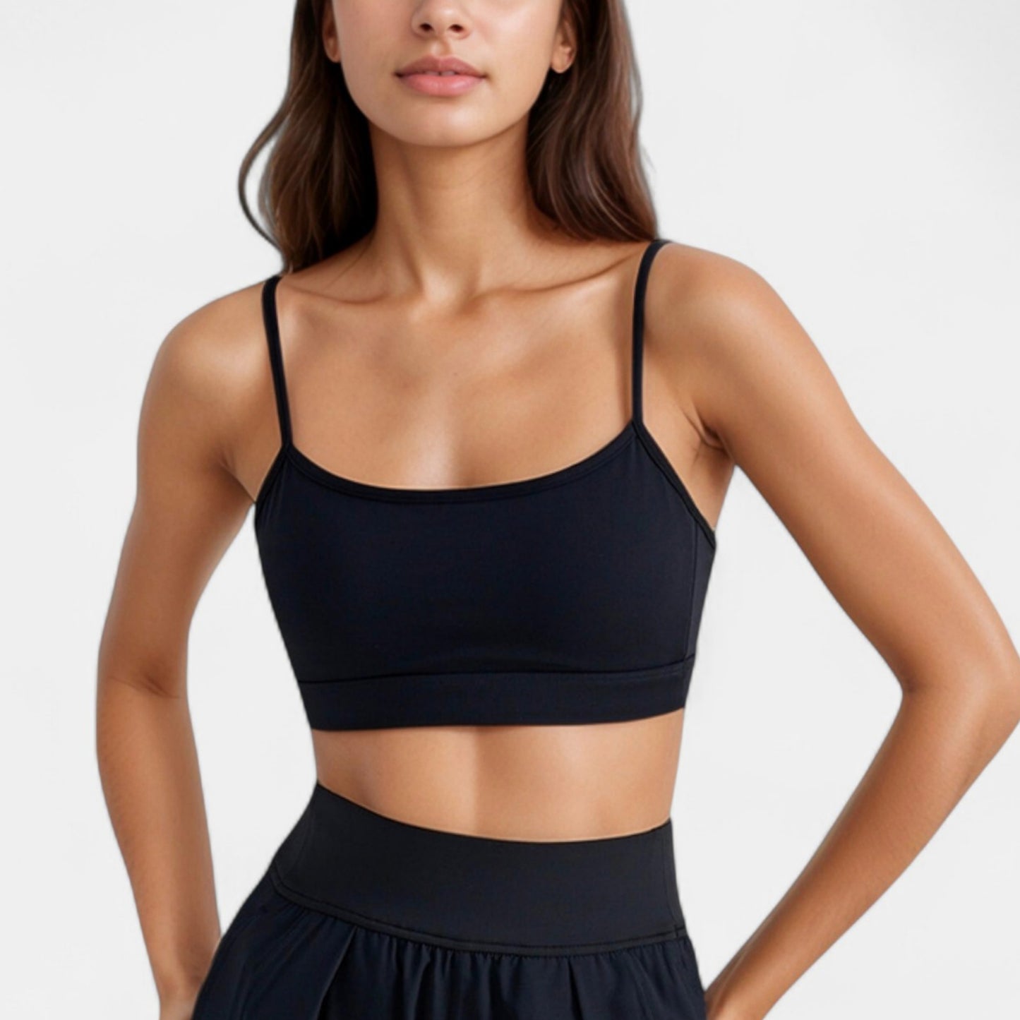 Anna-Kaci Active Women's Spaghetti Strap Scoop Neck Sports Bra Top with Lightweight Stretch Fabric