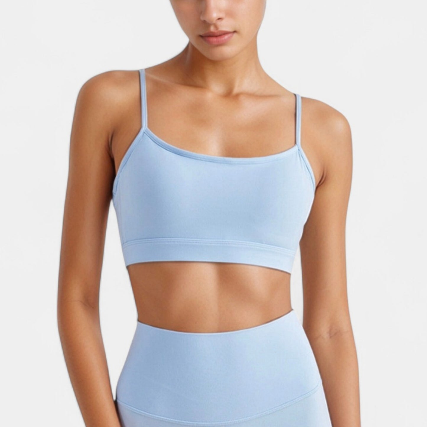 Anna-Kaci Active Women's Spaghetti Strap Scoop Neck Sports Bra Top with Lightweight Stretch Fabric
