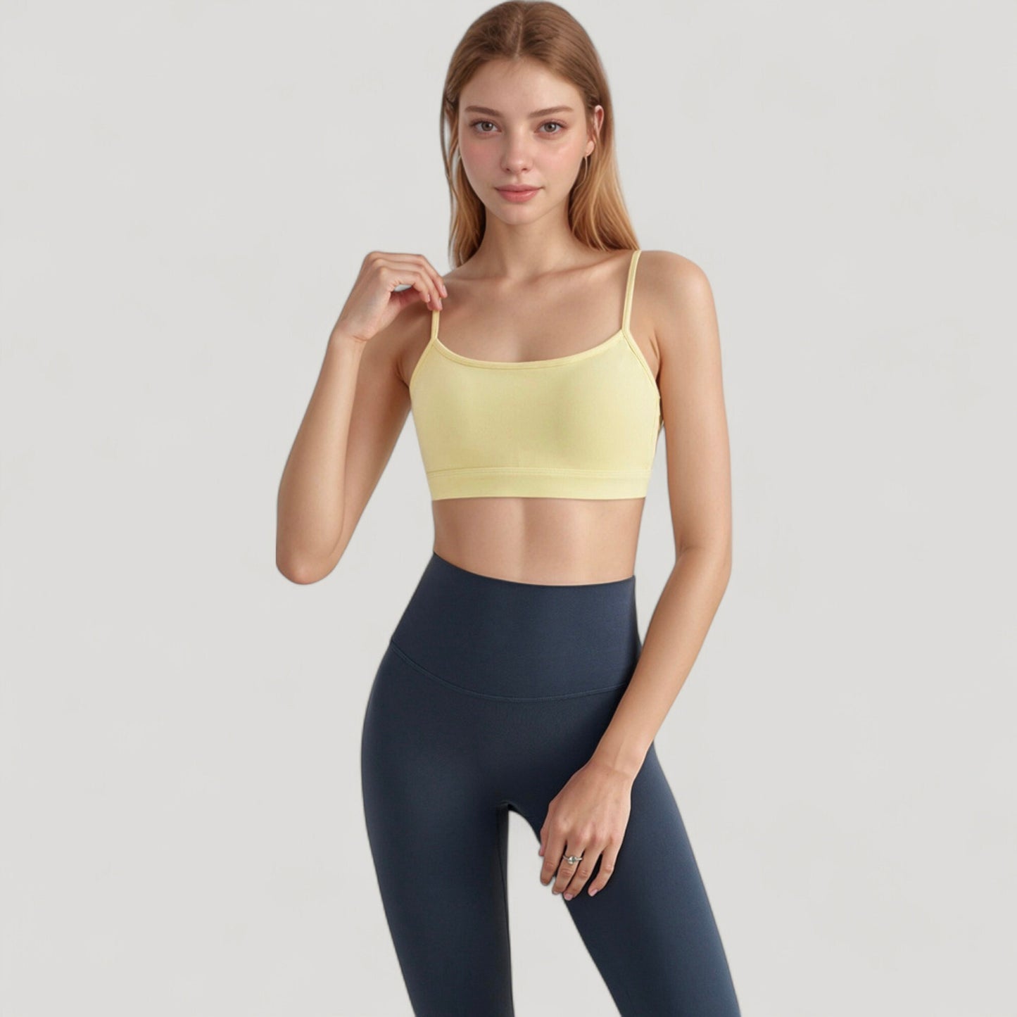 Anna-Kaci Active Women's Spaghetti Strap Scoop Neck Sports Bra Top with Lightweight Stretch Fabric