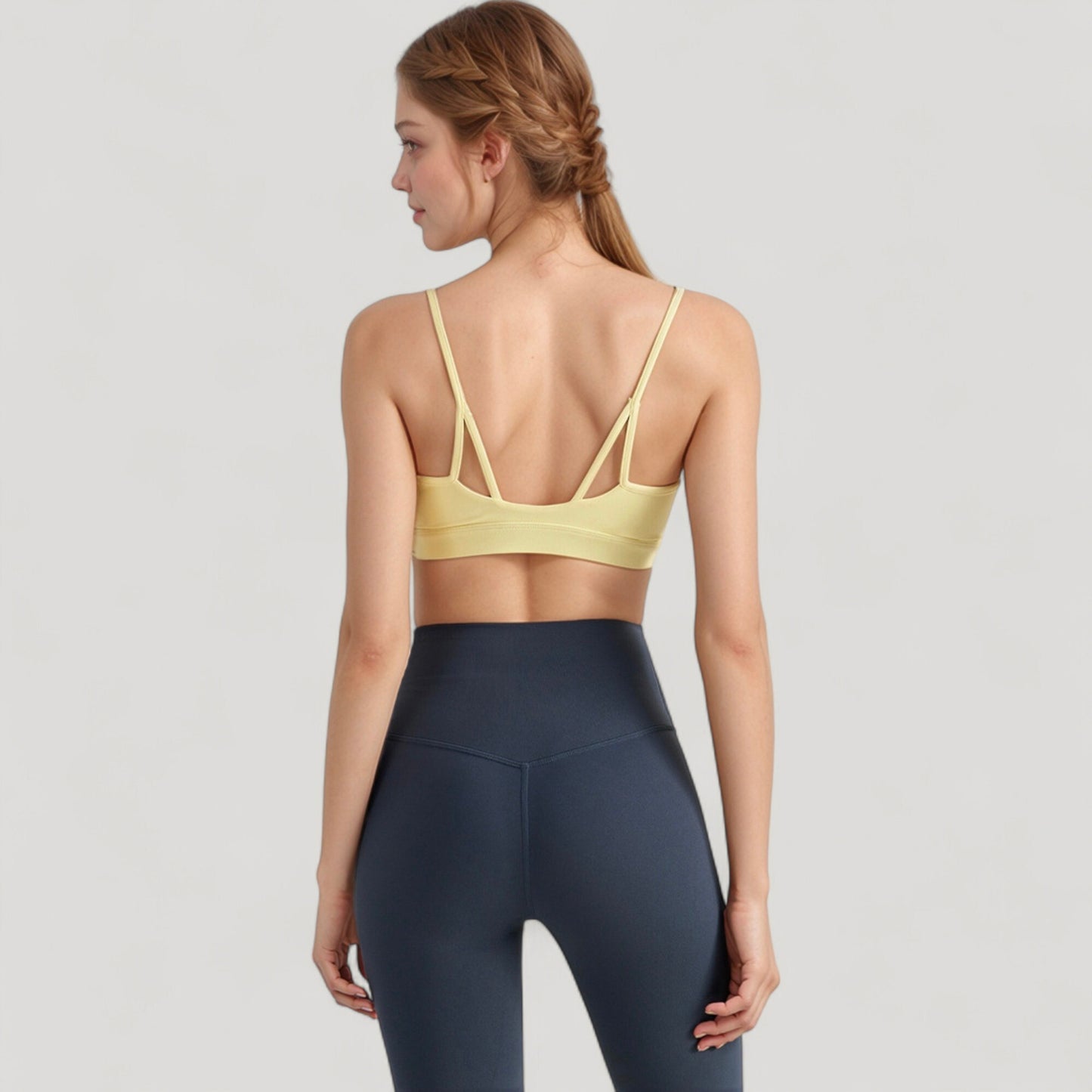 Anna-Kaci Active Women's Spaghetti Strap Scoop Neck Sports Bra Top with Lightweight Stretch Fabric