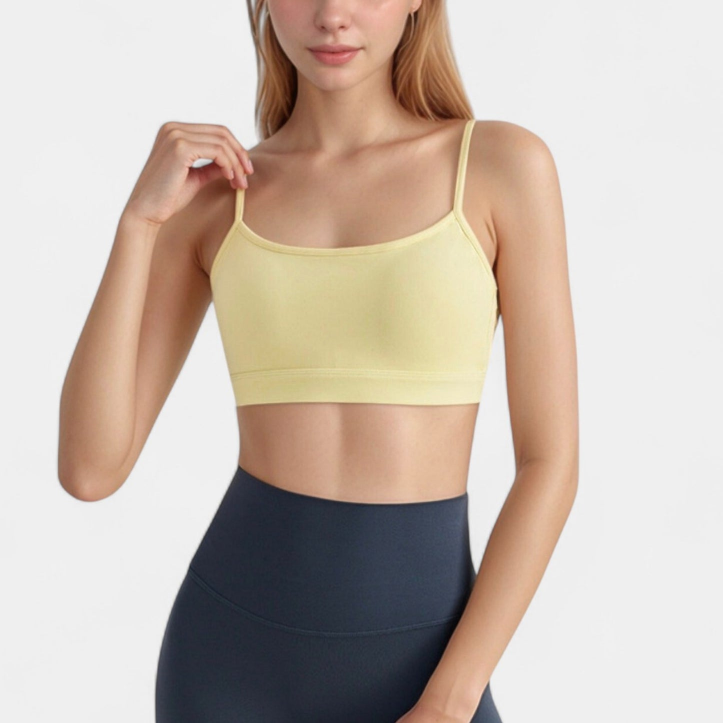 Anna-Kaci Active Women's Spaghetti Strap Scoop Neck Sports Bra Top with Lightweight Stretch Fabric