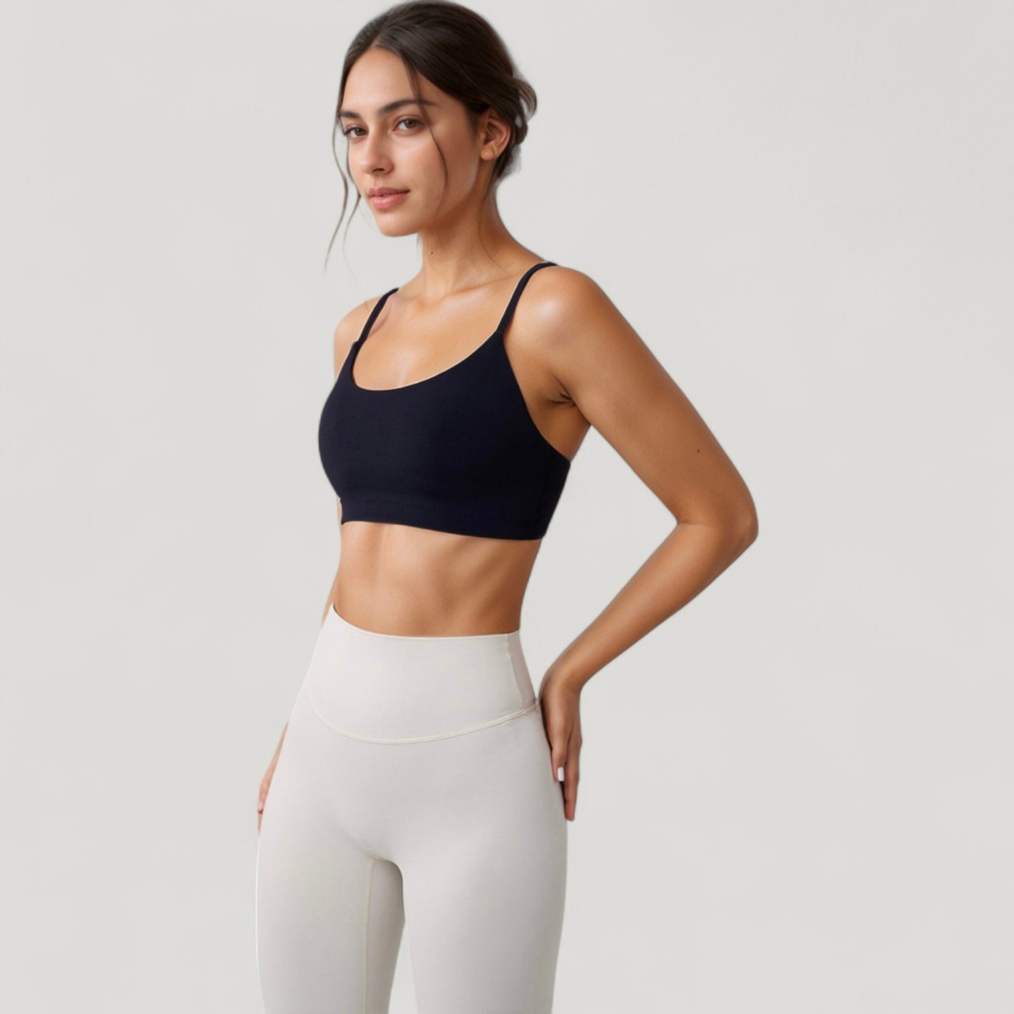 Anna-Kaci Active Women's Seamless Scoop Neck Sports Bra with Thin Adjustable Straps and Soft Stretch Fabric