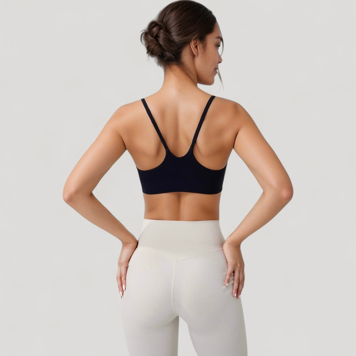 Anna-Kaci Active Women's Seamless Scoop Neck Sports Bra with Thin Adjustable Straps and Soft Stretch Fabric